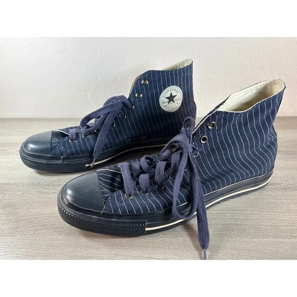 Converse Chuck Taylor All Star High Top Navy Blue Pinstripe Mens Size 13 Sneaker - Picture 2 of 10